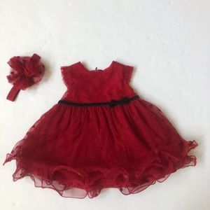 Baby Starters Red Dress With Matching Headband 9M